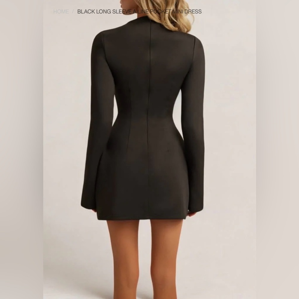 HEIRESS BLACK LONG SLEEVE A LINE POCKET MINI DRESS. SIZE M - Picture 4 of 15